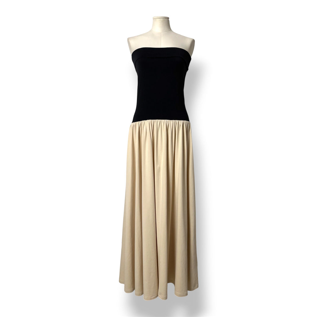 Vestido Maxi Palabra de Honor By Malene Birger en Algodón Orgánico Bicolor