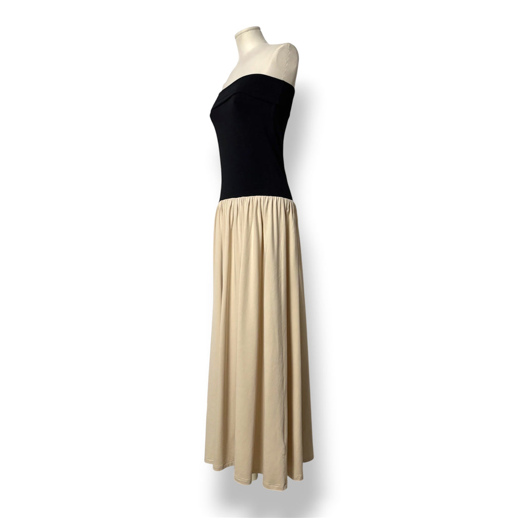 Vestido Maxi Palabra de Honor By Malene Birger en Algodón Orgánico Bicolor