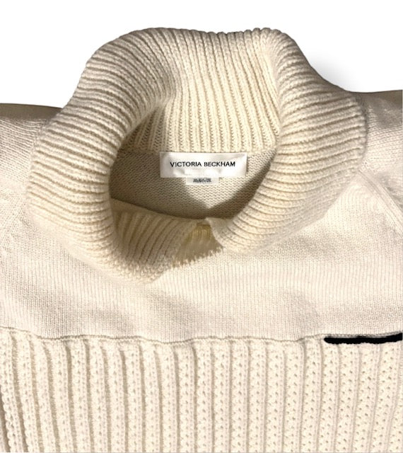 Jersey de Lana con Doble Cuello y Punto Estructurado – Victoria Beckham