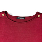 Jersey de Lana y Cachemira Burdeos con Botones Dorados – Balmain Paris