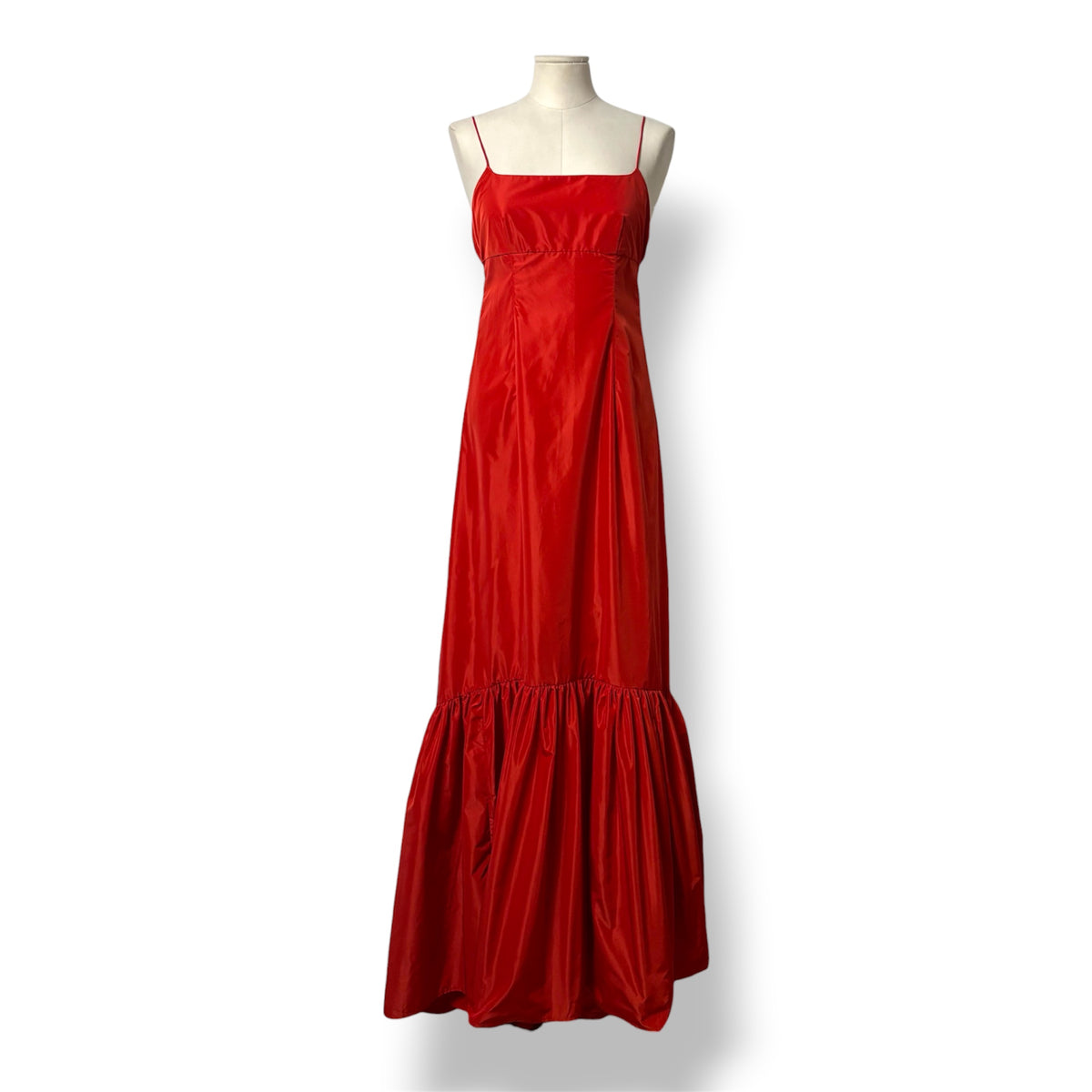 Vestido Largo de Fiesta STAUD Florence en Tafetán Rojo