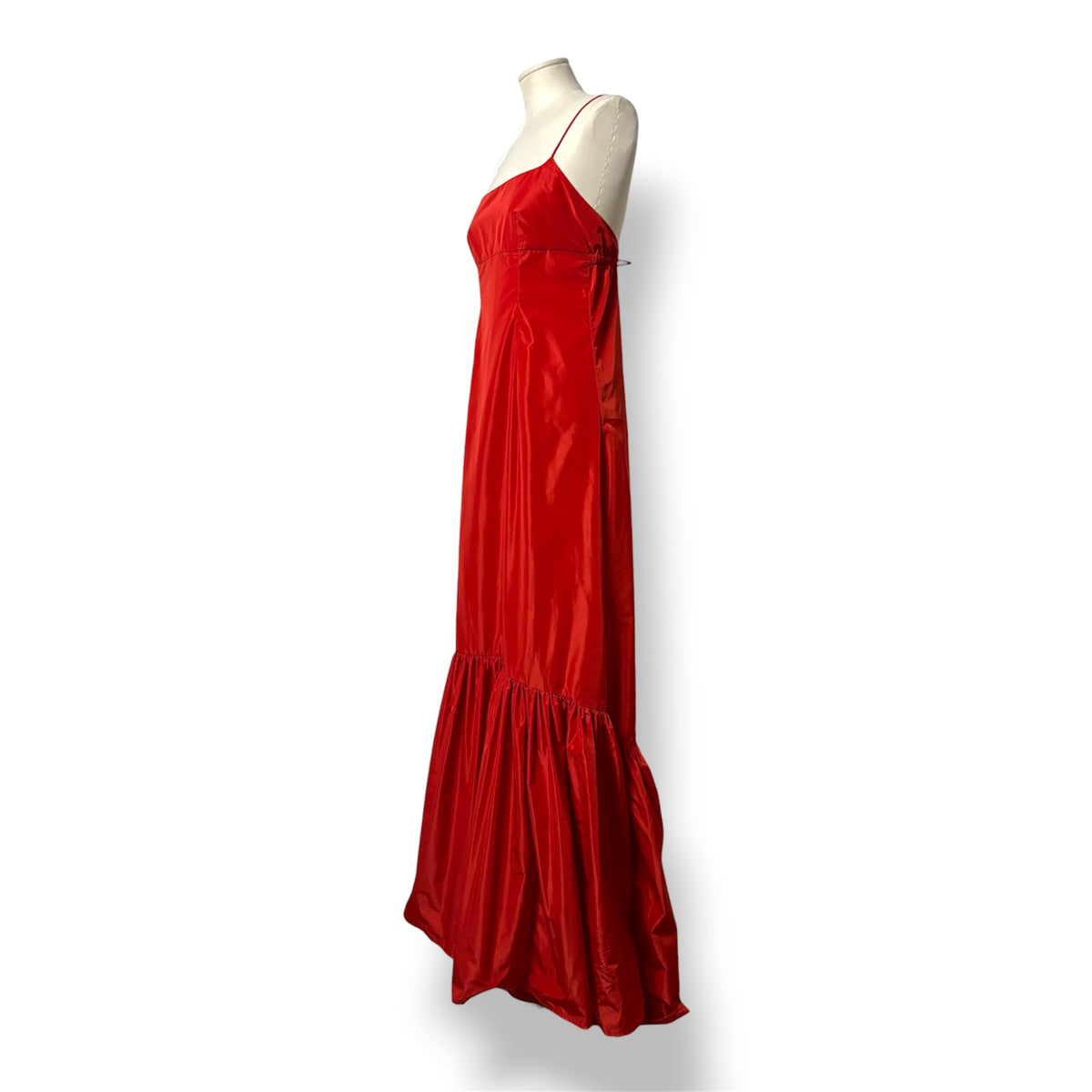 Vestido Largo de Fiesta STAUD Florence en Tafetán Rojo
