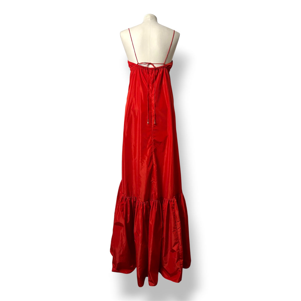 Vestido Largo de Fiesta STAUD Florence en Tafetán Rojo