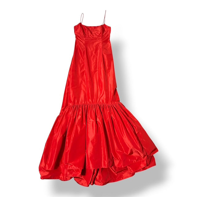 Vestido Largo de Fiesta STAUD Florence en Tafetán Rojo