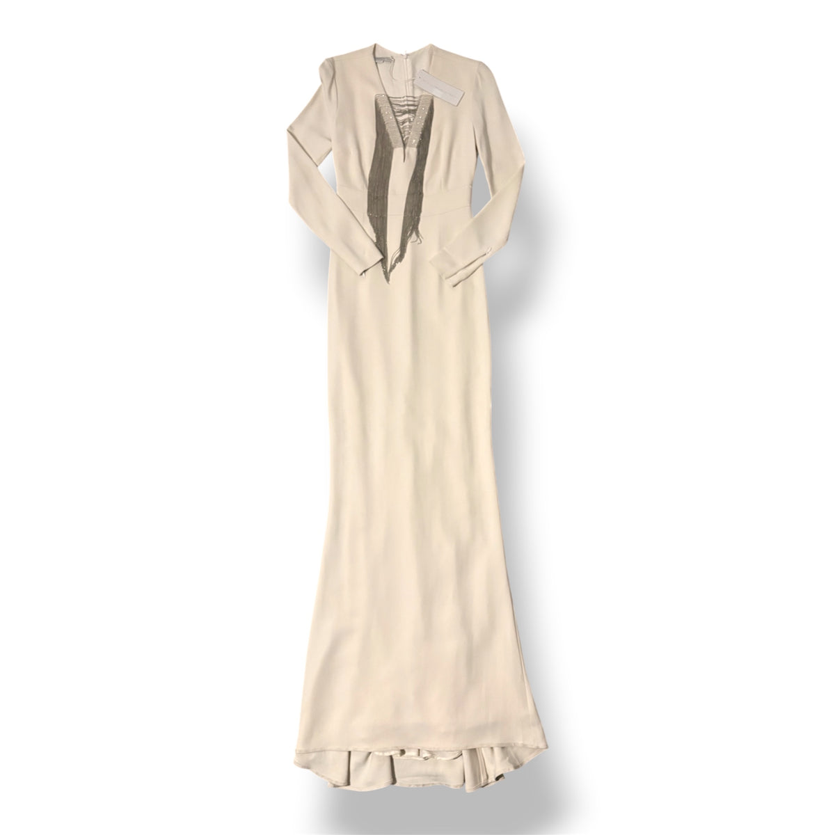 Vestido Largo de Noche Stella McCartney en Color Marfil con Apliques de Cadena