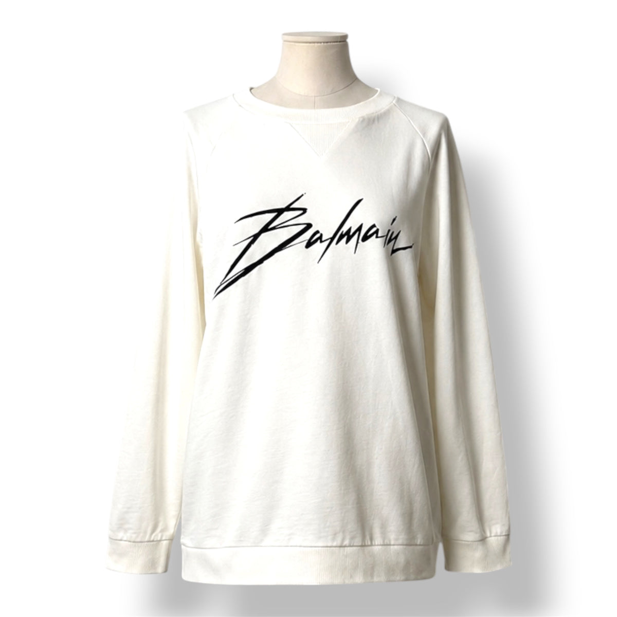 Sudadera Premium Balmain en Color Blanco Marfil con Logotipo Script