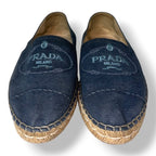 Alpargatas Prada de Denim Azul Marino con Logotipo Bordado