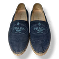 Alpargatas Prada de Denim Azul Marino con Logotipo Bordado