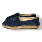 Alpargatas Prada de Denim Azul Marino con Logotipo Bordado