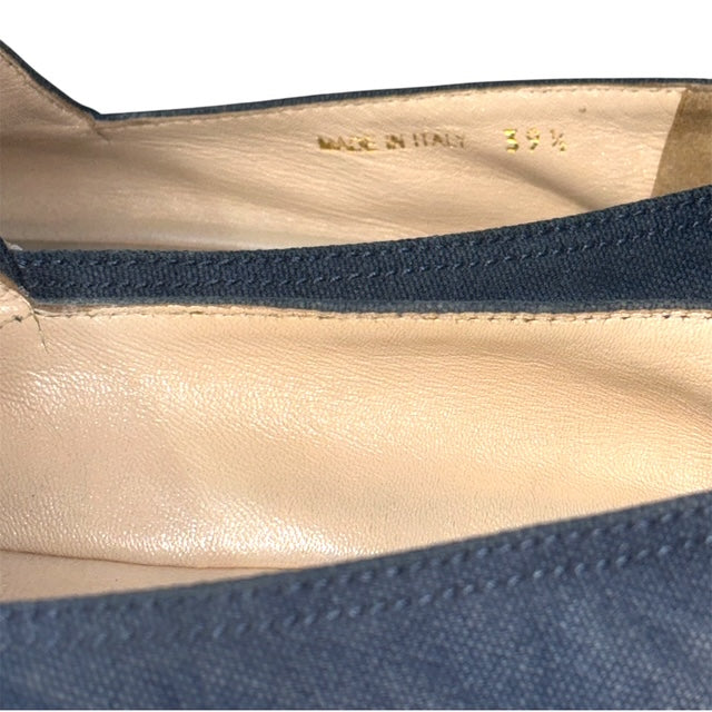 Alpargatas Prada de Denim Azul Marino con Logotipo Bordado