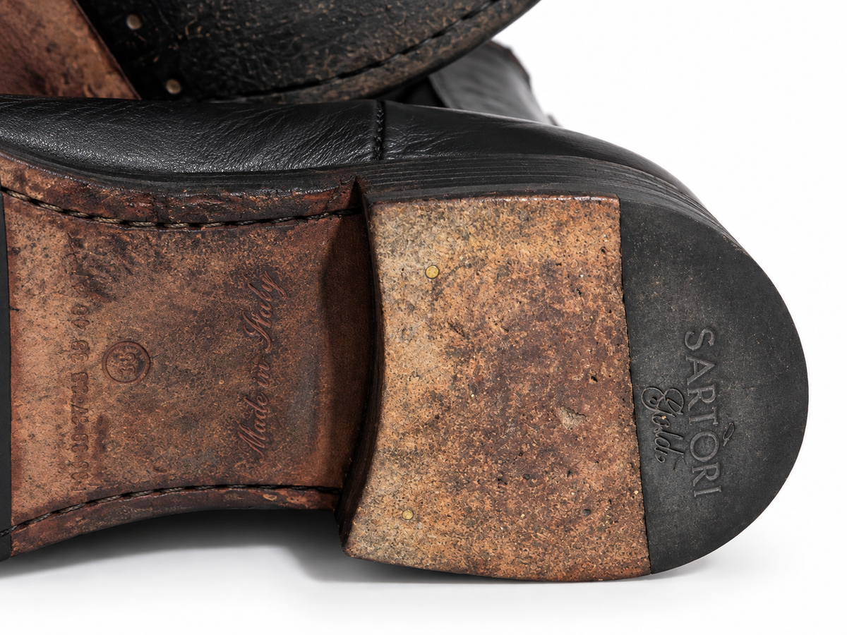 Botines Sartori Gold de piel negra y burdeos – Talla 38