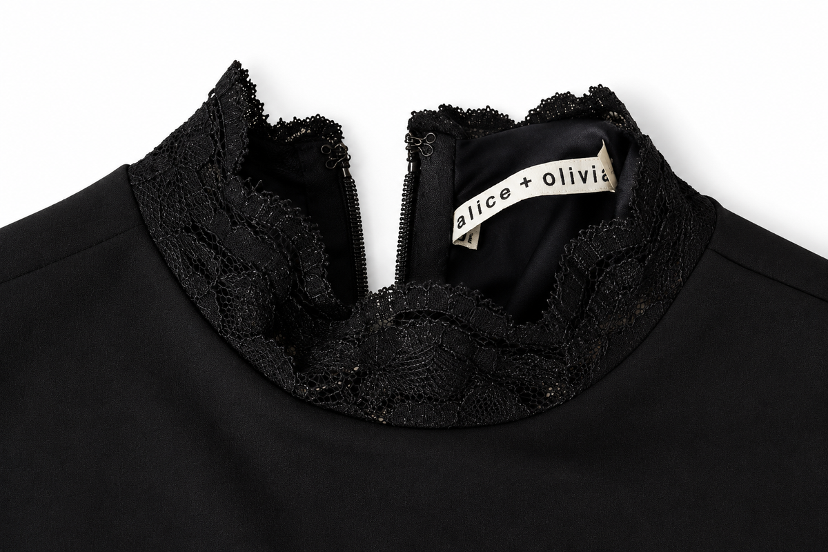 Vestido largo Alice + Olivia negro con espalda de encaje