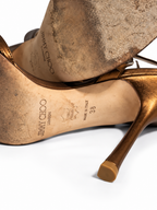 Sandalias Jimmy Choo metalizadas color bronce con caja – Talla 38