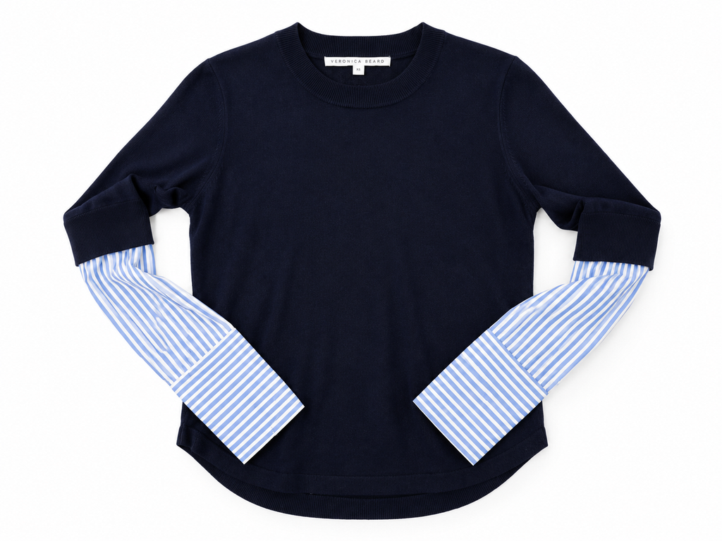 Jersey Veronica Beard Avory de lana merina azul marino – Talla XS