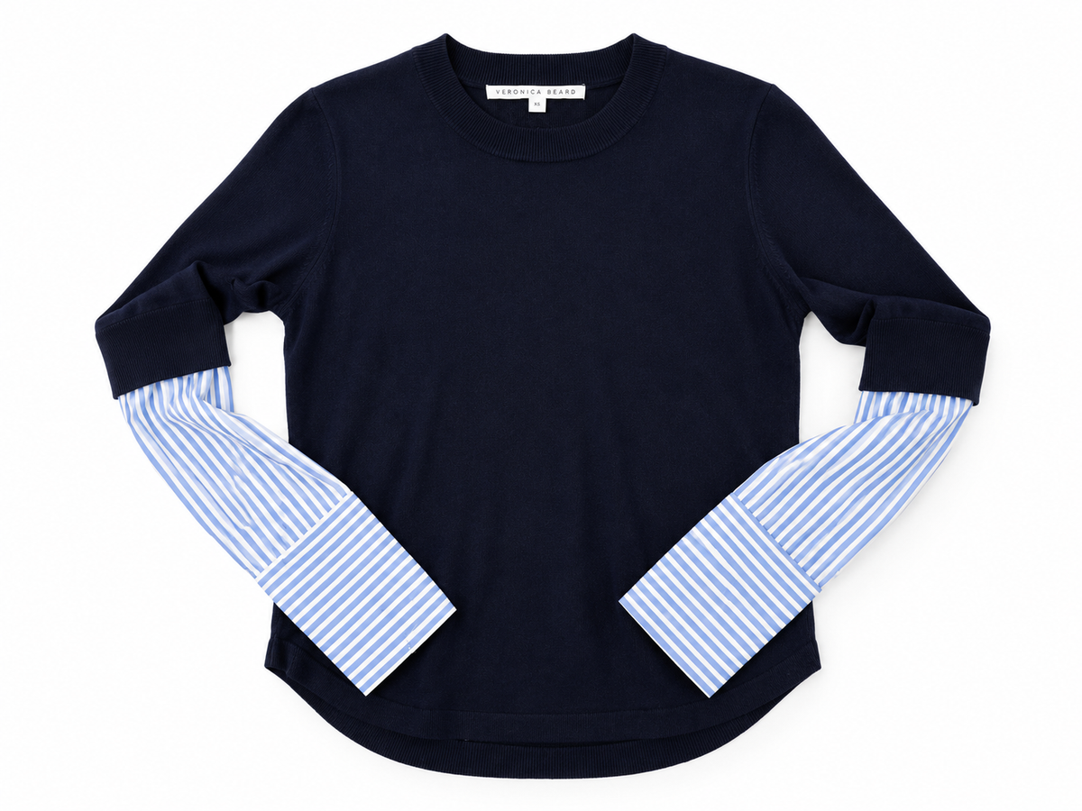 Jersey Veronica Beard Avory de lana merina azul marino – Talla XS