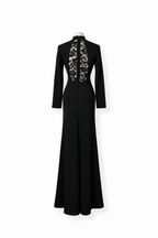 Vestido largo Alice + Olivia negro con espalda de encaje